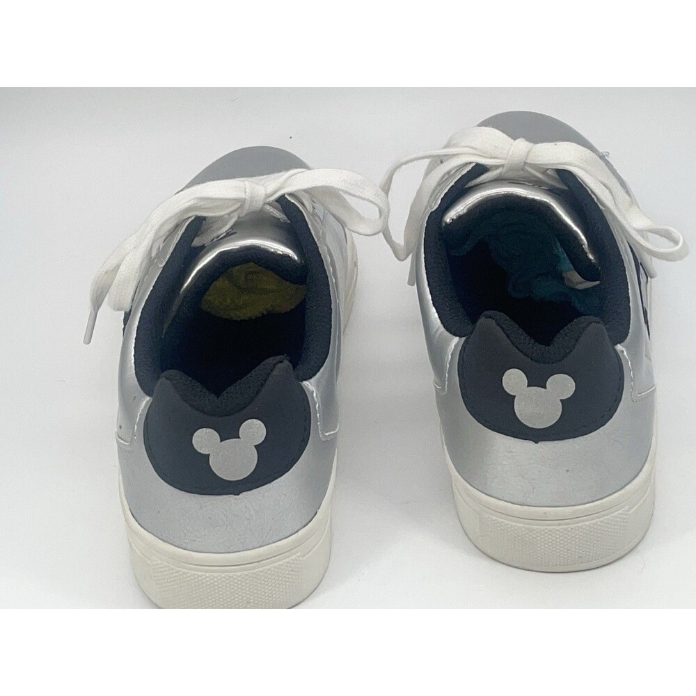 Disney Mickey Mouse Silver Metallic Sneakers Womens Size 8 Lace Up Casual - Picture 4 of 6